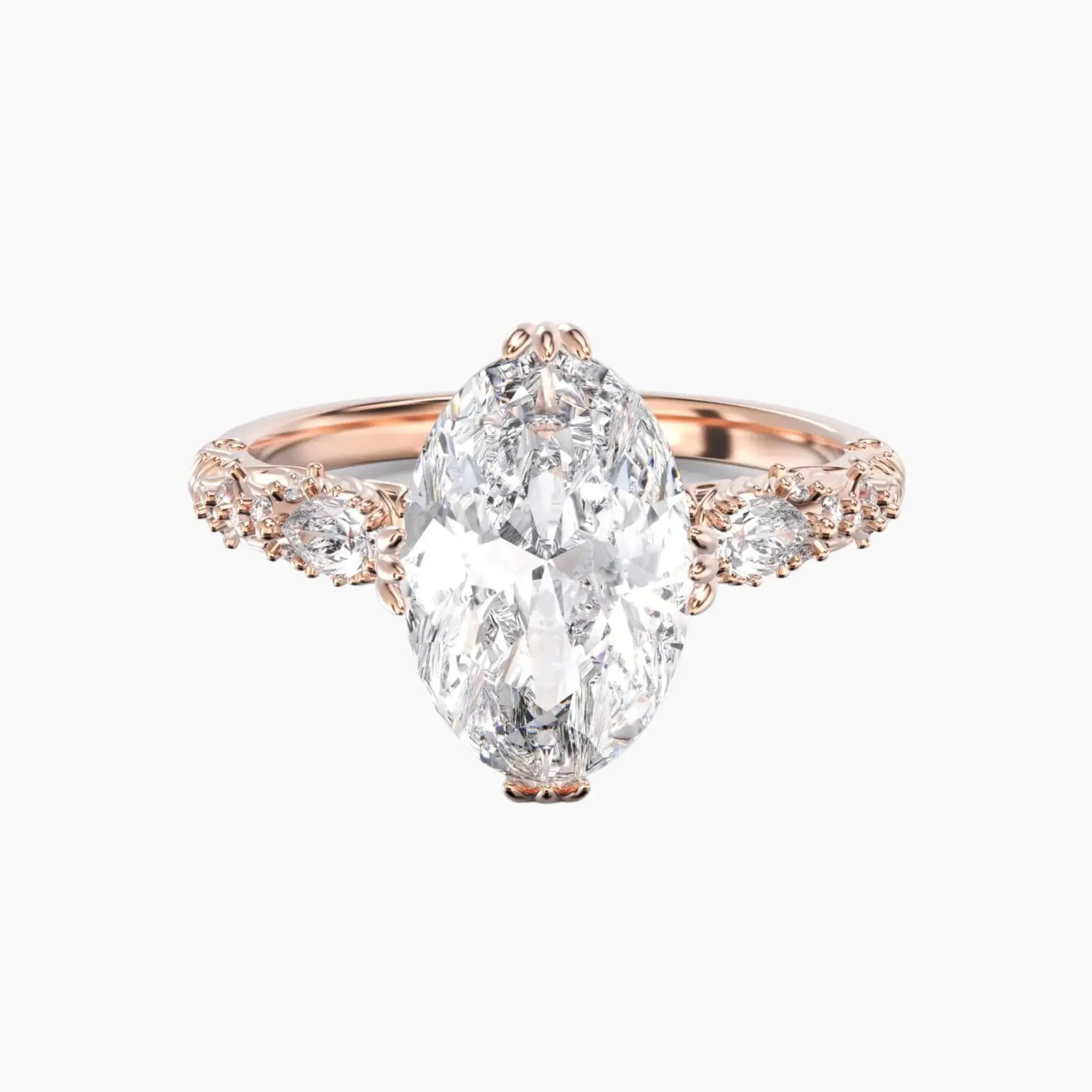 Velour Oval Unique 1.5 Carat Lab Grown Diamond Engagement Ring in 18K Rose Gold