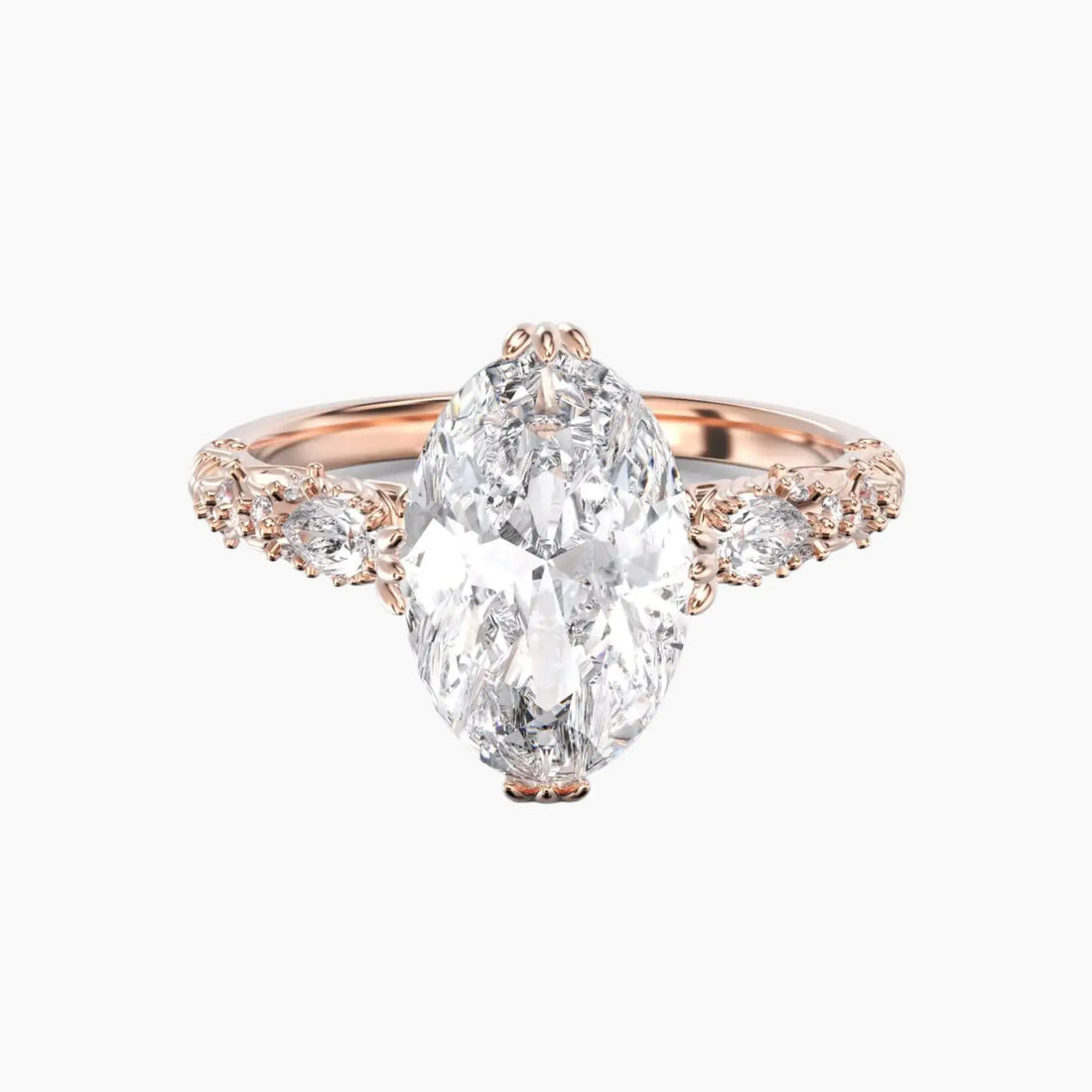 Velour Oval Unique 1.5 Carat Lab Grown Diamond Engagement Ring in 18K Rose Gold