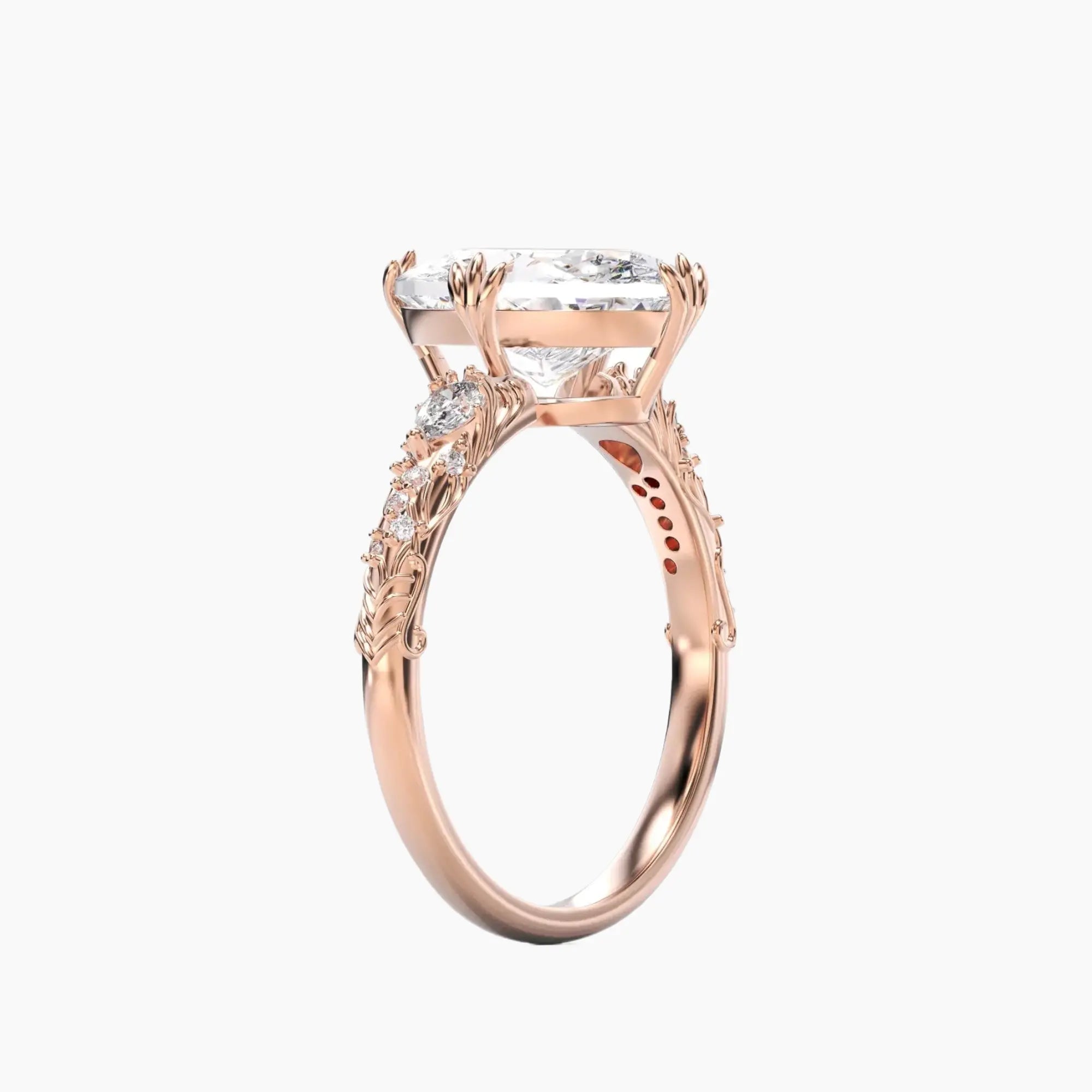 Velour Oval Unique 1.5 Carat Lab Grown Diamond Engagement Ring in 18K Rose Gold