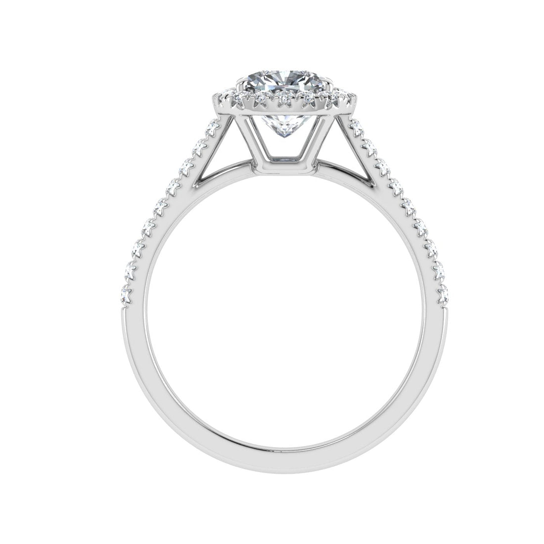 Jewel Cushion Cut Halo Moissanite Engagement Ring White Gold