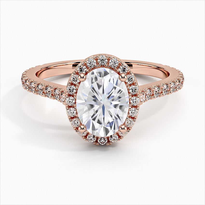 Jive Oval Halo Moissanite Engagement Ring Rose Gold