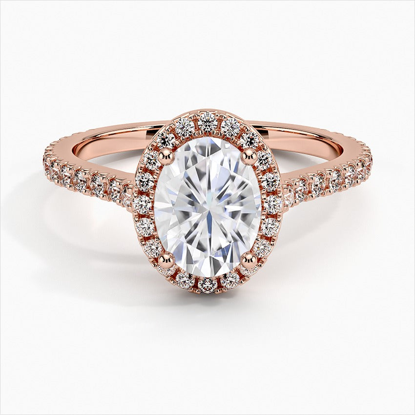 Jive Oval Halo Moissanite Engagement Ring Rose Gold