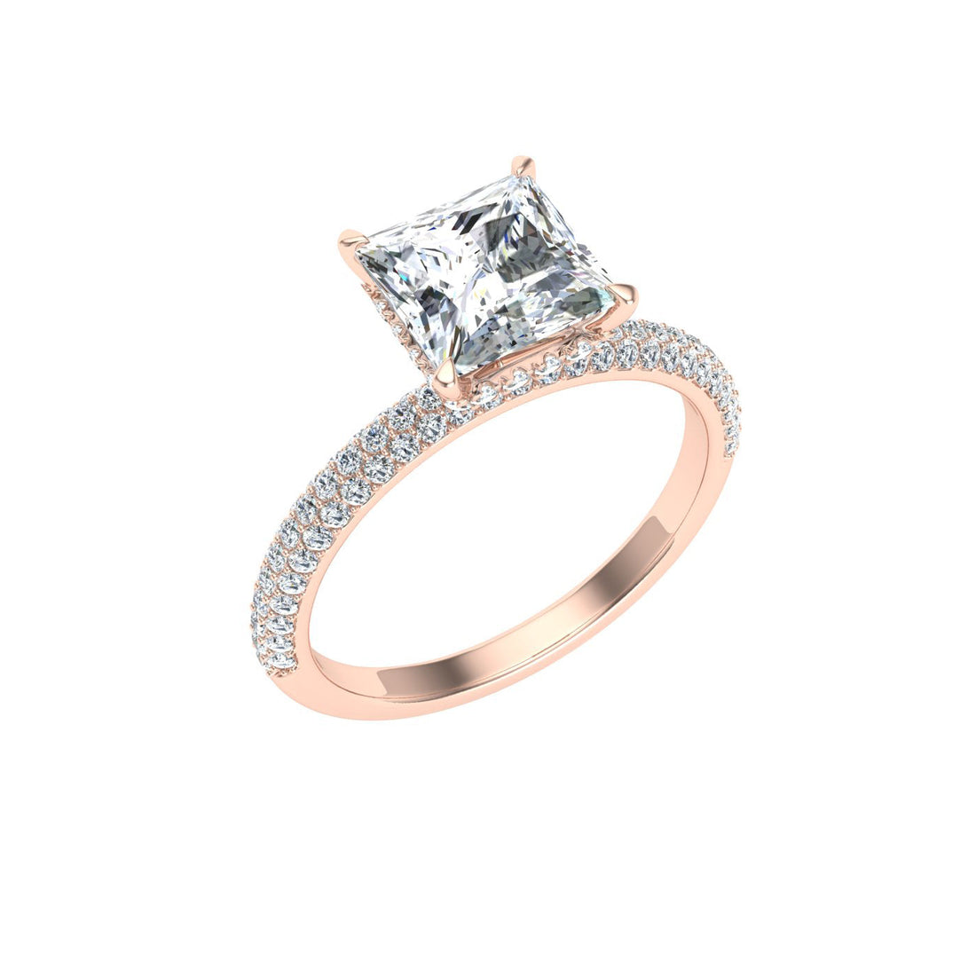 Jubilation Princess Cut Micro Pavé Moissanite Engagement Ring Rose Gold