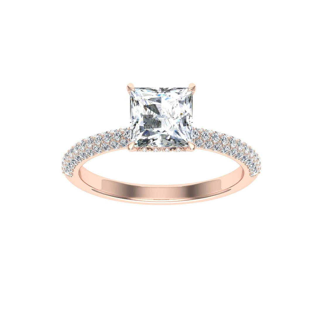 Jubilation Princess Cut Micro Pavé Moissanite Engagement Ring Rose Gold