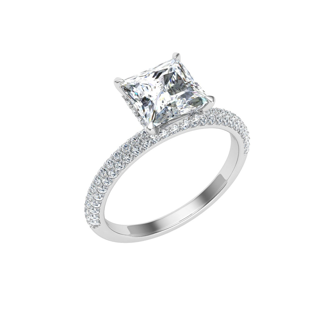 Jubilation Princess Cut Micro Pavé Moissanite Engagement Ring White Gold