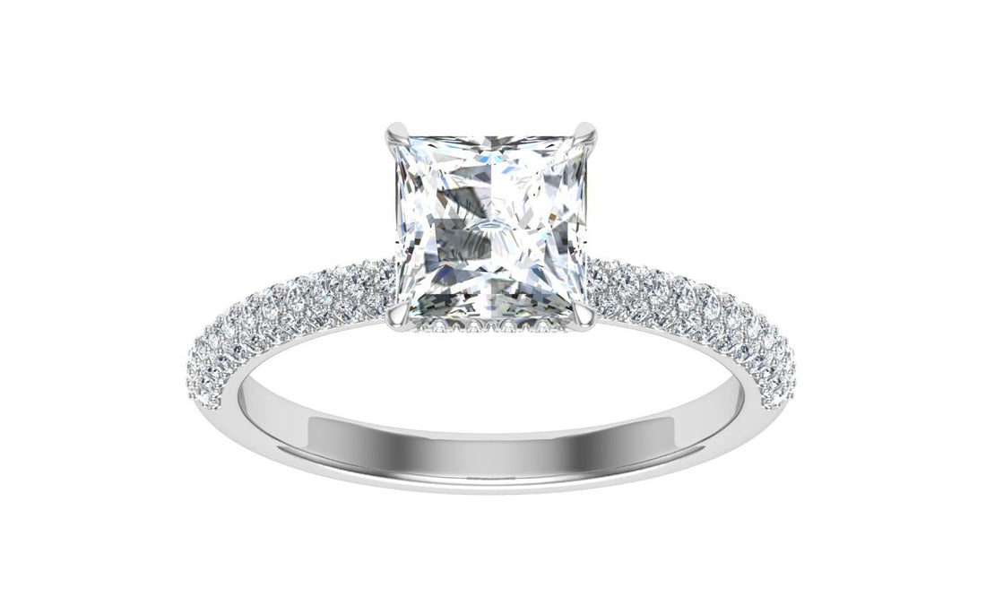 Jubilation Princess Cut Micro Pavé Moissanite Engagement Ring White Gold