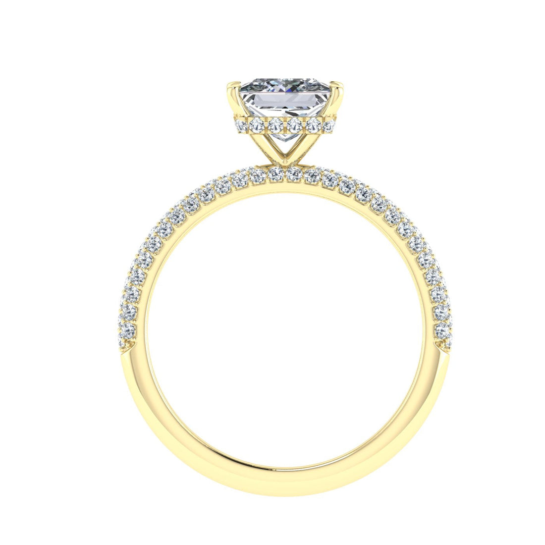 Jubilation Princess Cut Micro Pavé Moissanite Engagement Ring Yellow Gold