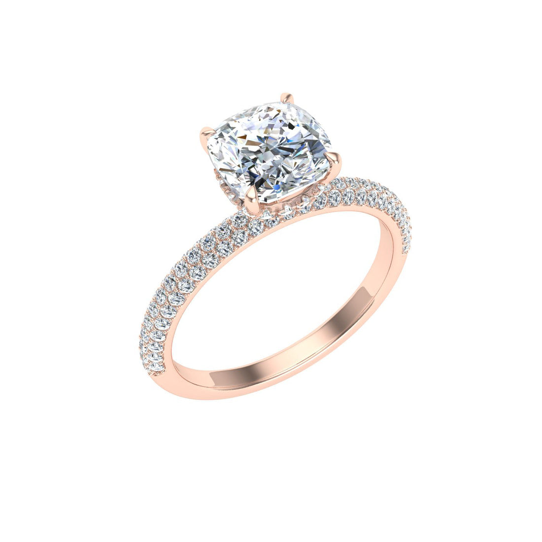 Jubilee Cushion Cut Micro Pavé Moissanite Engagement Ring Rose Gold