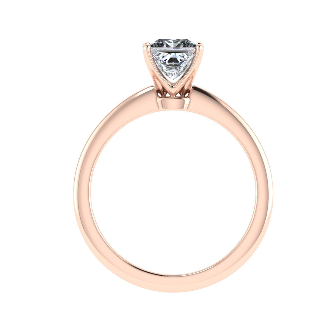 Glimmering Princess Cut Solitaire Moissanite Engagement Ring  Rose Gold