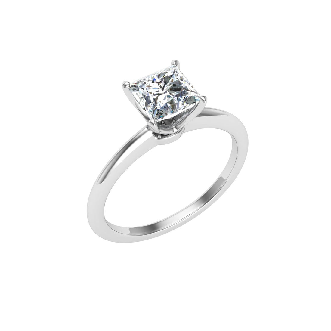 Glimmering Princess Cut Solitaire Moissanite Engagement Ring White Gold