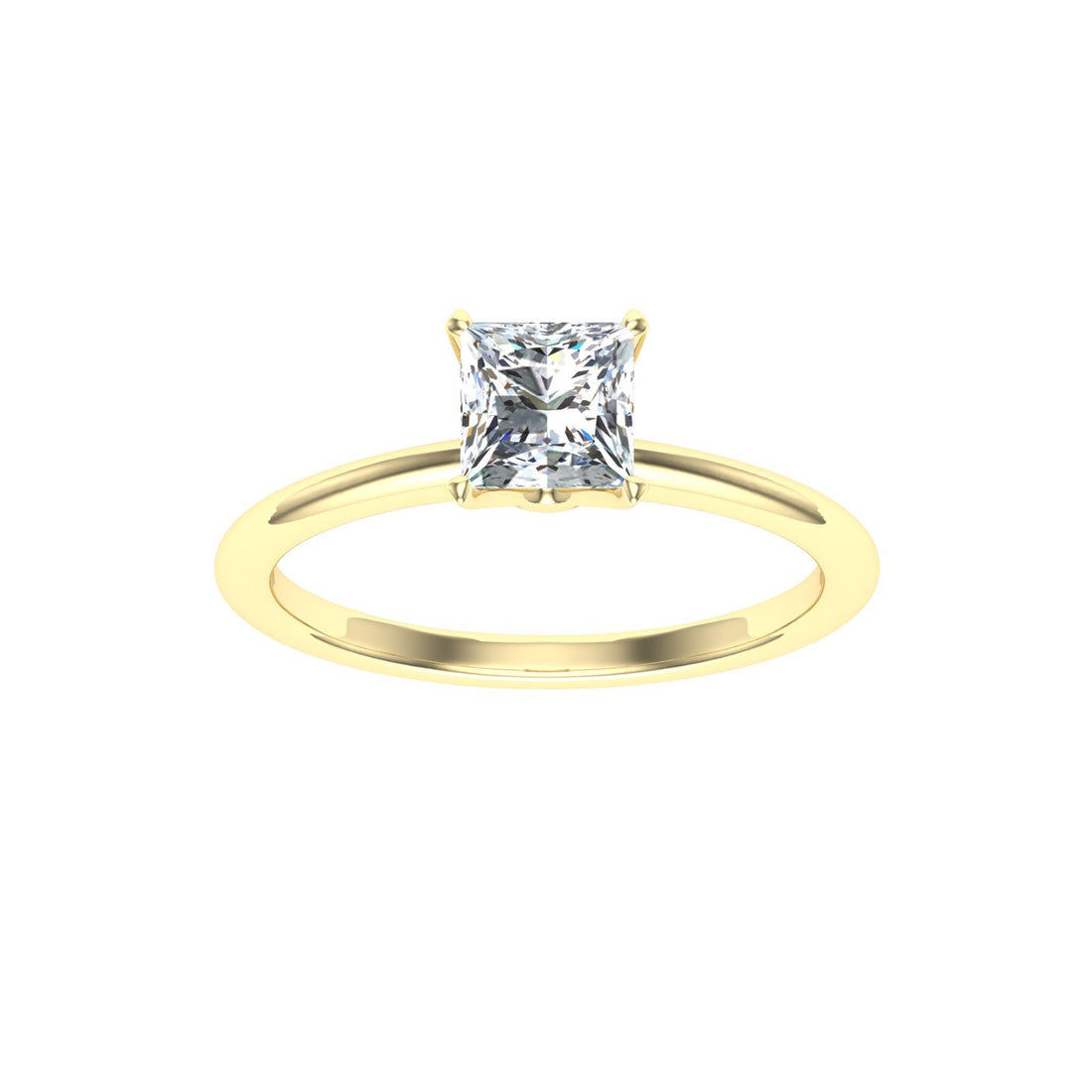 Glimmering Princess Cut Solitaire Moissanite Engagement Ring Yellow Gold