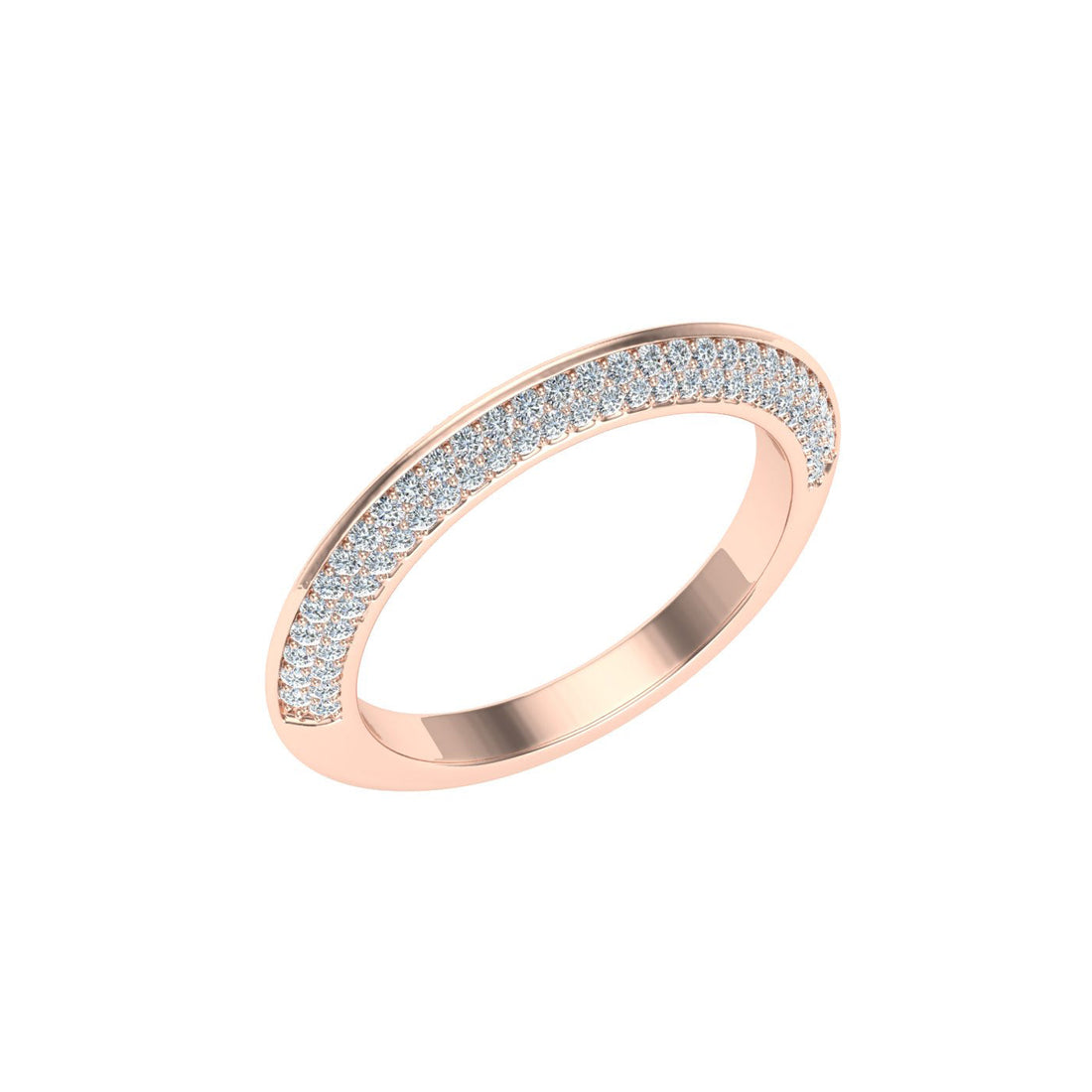 Knife Edge Moissanite Wedding Band Rose Gold