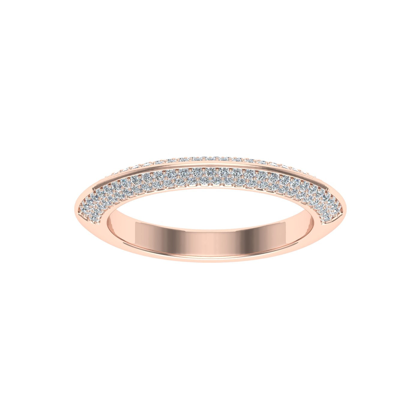Knife Edge Moissanite Wedding Band Rose Gold