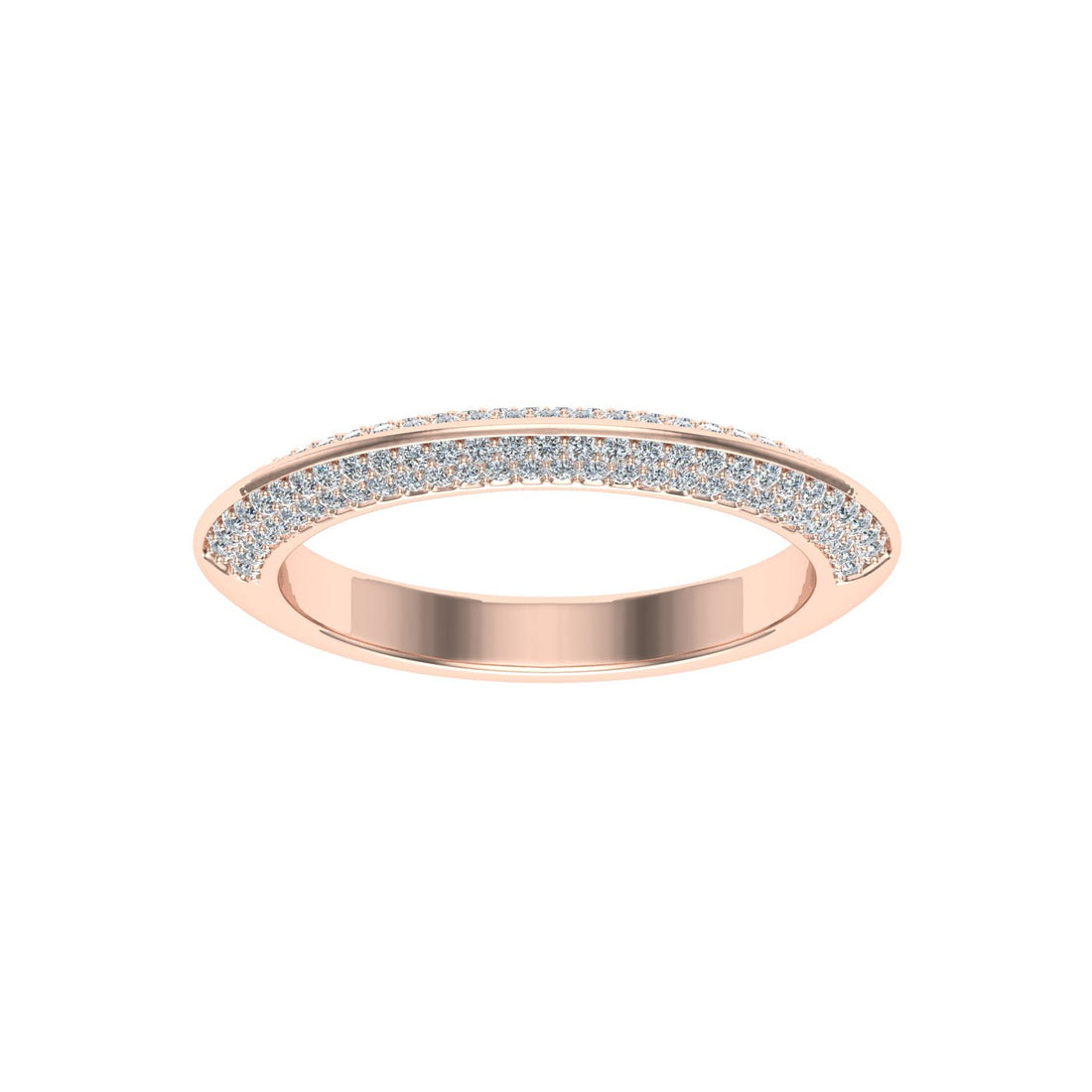 Knife Edge Moissanite Wedding Band Rose Gold