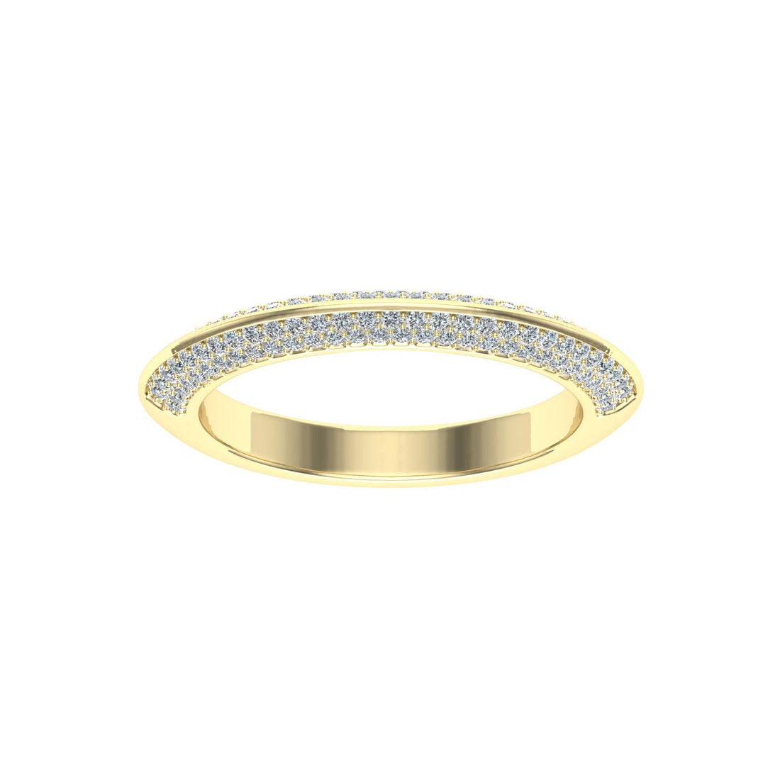 Knife Edge Moissanite Wedding Band Yellow Gold