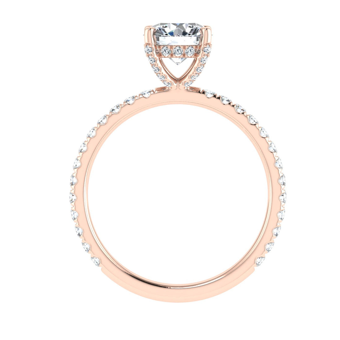 Stream Round Cut Hidden Halo Moissanite Engagement Ring Rose Gold