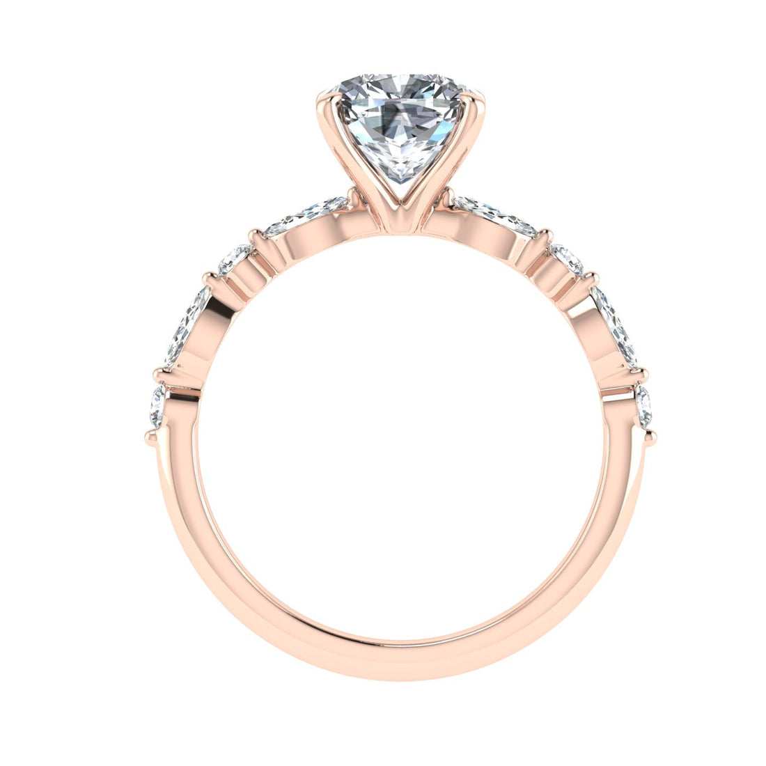 Orlov Cushion Cut Side Stones Moissanite Engagement Ring Rose Gold