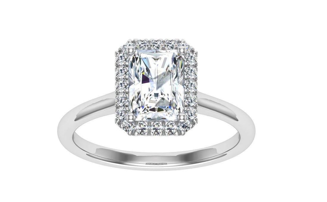 Labyrinth Radiant Cut Halo Moissanite Engagement Ring- Silver 925