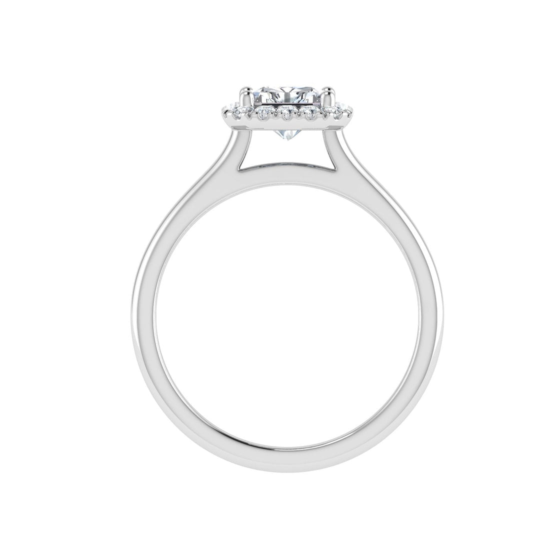 Labyrinth Radiant Cut Halo Moissanite Engagement Ring White Gold