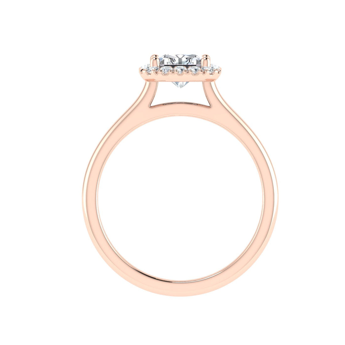 Labyrinth Radiant Cut Halo Moissanite Engagement Ring Rose Gold