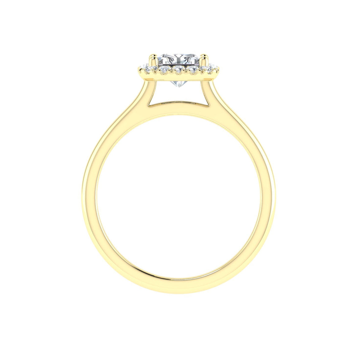 Labyrinth Radiant Cut Halo Moissanite Engagement Ring Yellow Gold