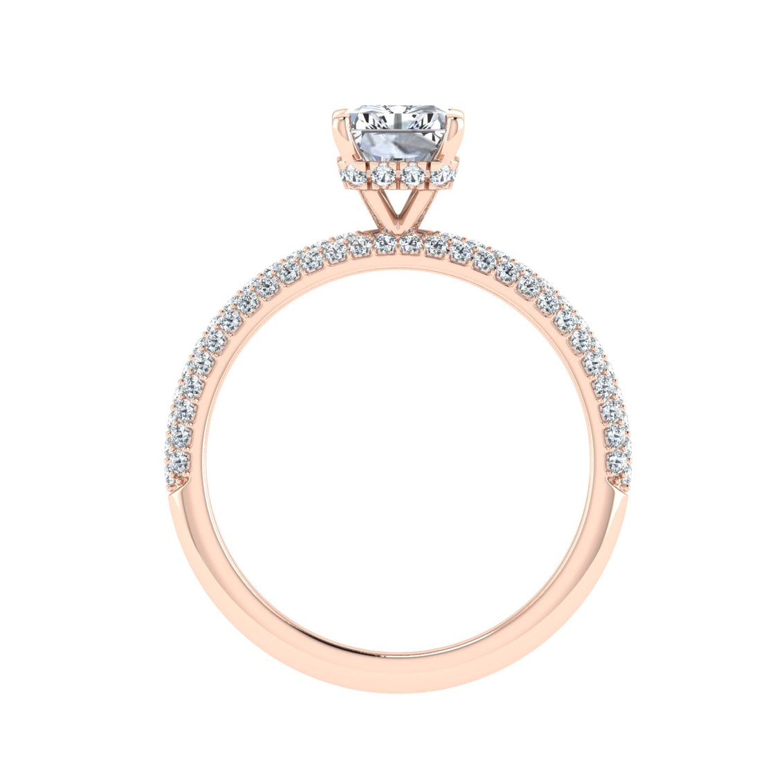 Lagoon Radiant Cut Micro Pavé Moissanite Engagement Ring  Rose Gold