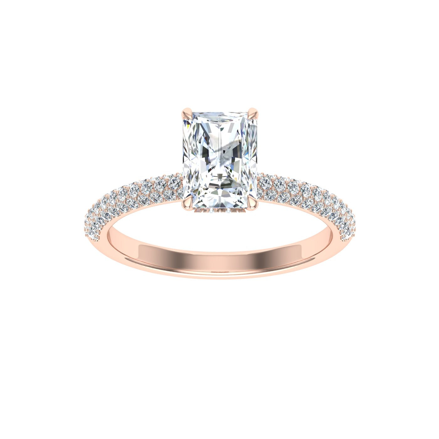 Lagoon Radiant Cut Micro Pavé Moissanite Engagement Ring  Rose Gold