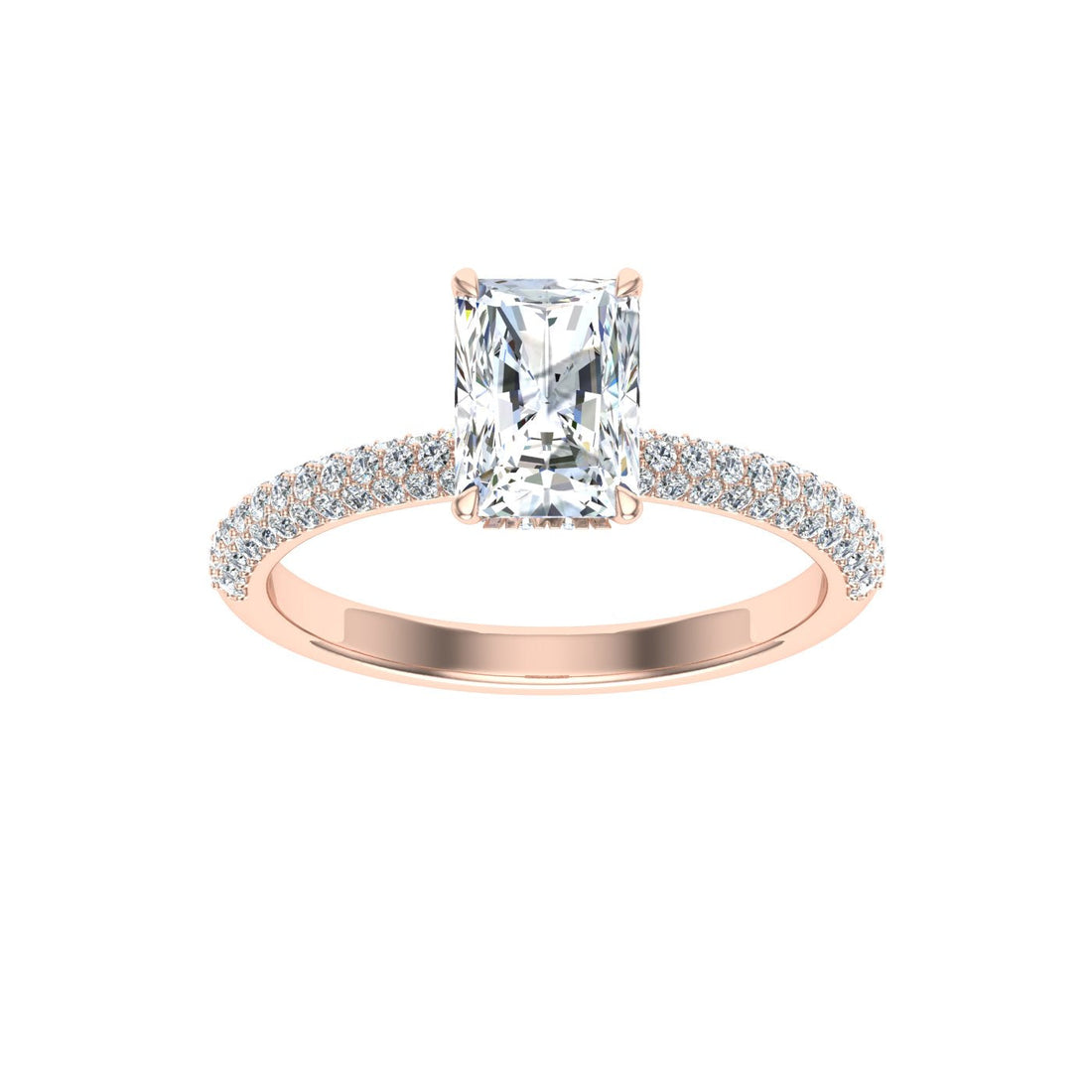 Lagoon Radiant Cut Micro Pavé Moissanite Engagement Ring  Rose Gold