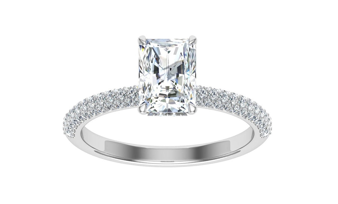 Lagoon Radiant Cut Micro Pavé Moissanite Engagement Ring Silver 925