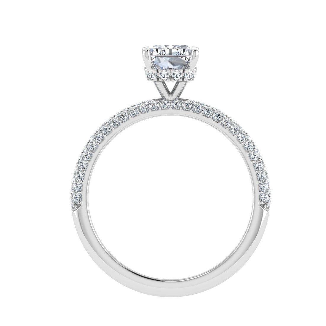 Lagoon Radiant Cut Micro Pavé Moissanite Engagement Ring White Gold