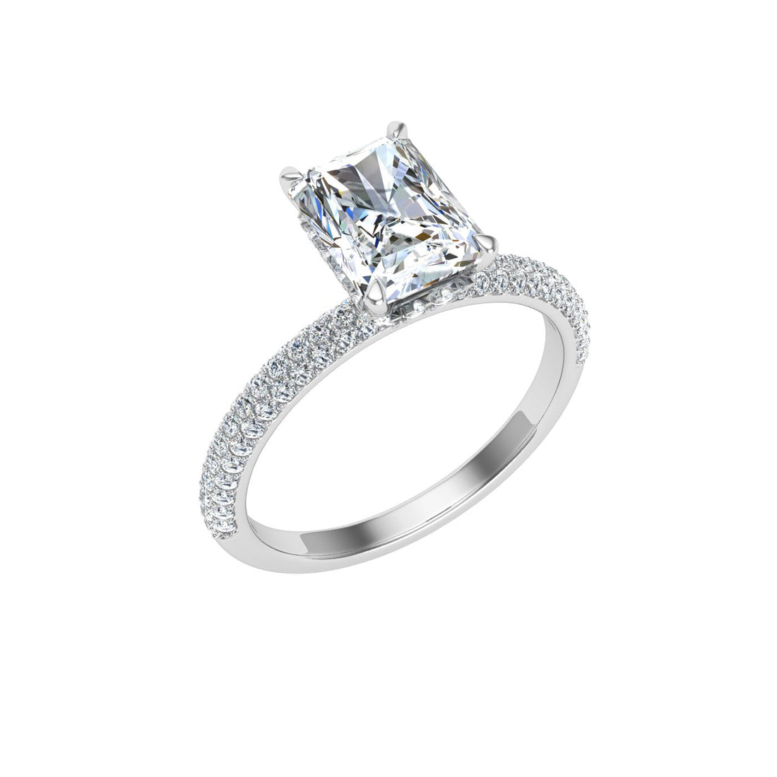 Lagoon Radiant Cut Micro Pavé Moissanite Engagement Ring White Gold