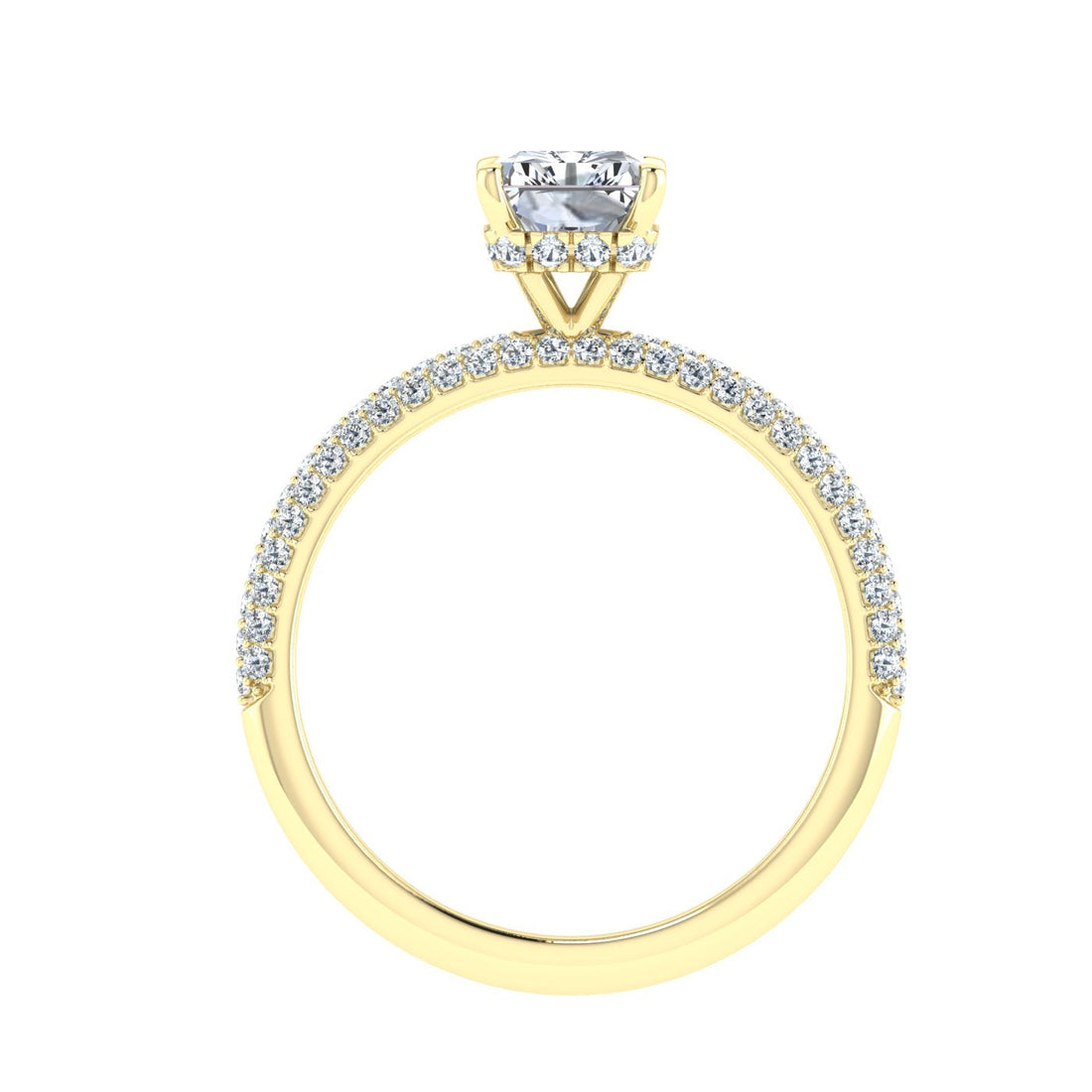 Lagoon Radiant Cut Micro Pavé Moissanite Engagement Ring Yellow Gold