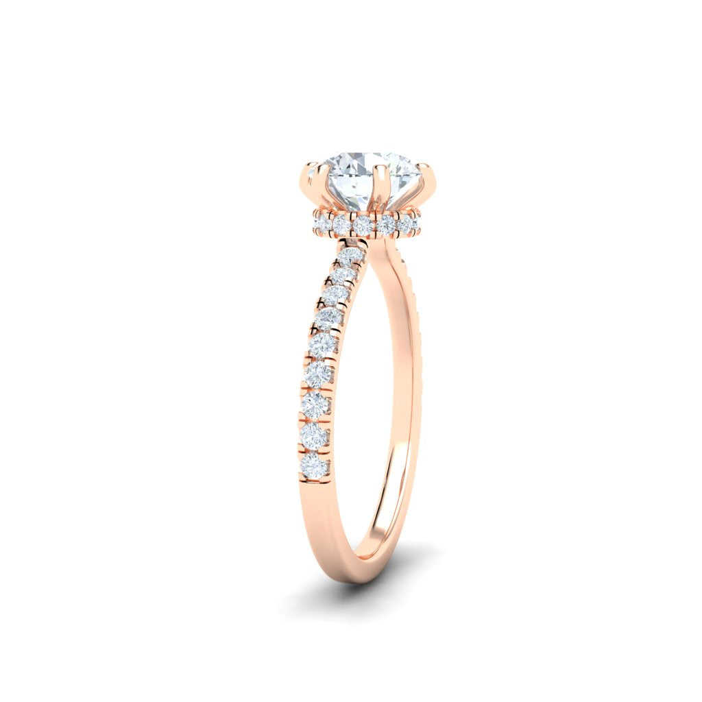 Lagoon Round Cut Hidden Halo Moissanite Engagement Ring  Rose Gold