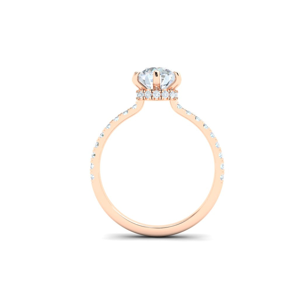 Lagoon Round Cut Hidden Halo Moissanite Engagement Ring  Rose Gold