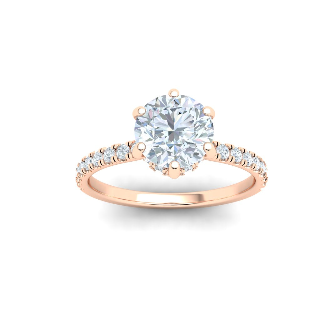 Lagoon Round Cut Hidden Halo Moissanite Engagement Ring  Rose Gold