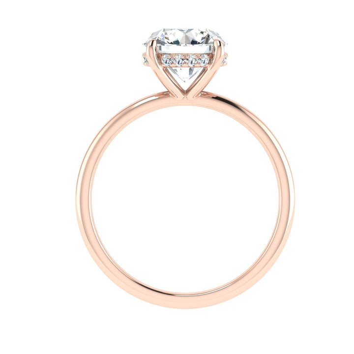 Lagoonlight Round Cut Hidden Halo Moissanite Engagement Ring  Rose Gold