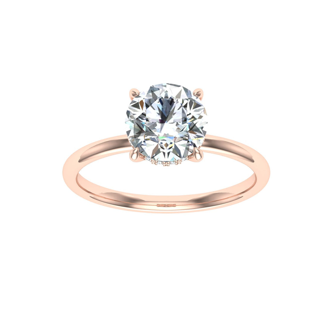 Lagoonlight Round Cut Hidden Halo Moissanite Engagement Ring  Rose Gold