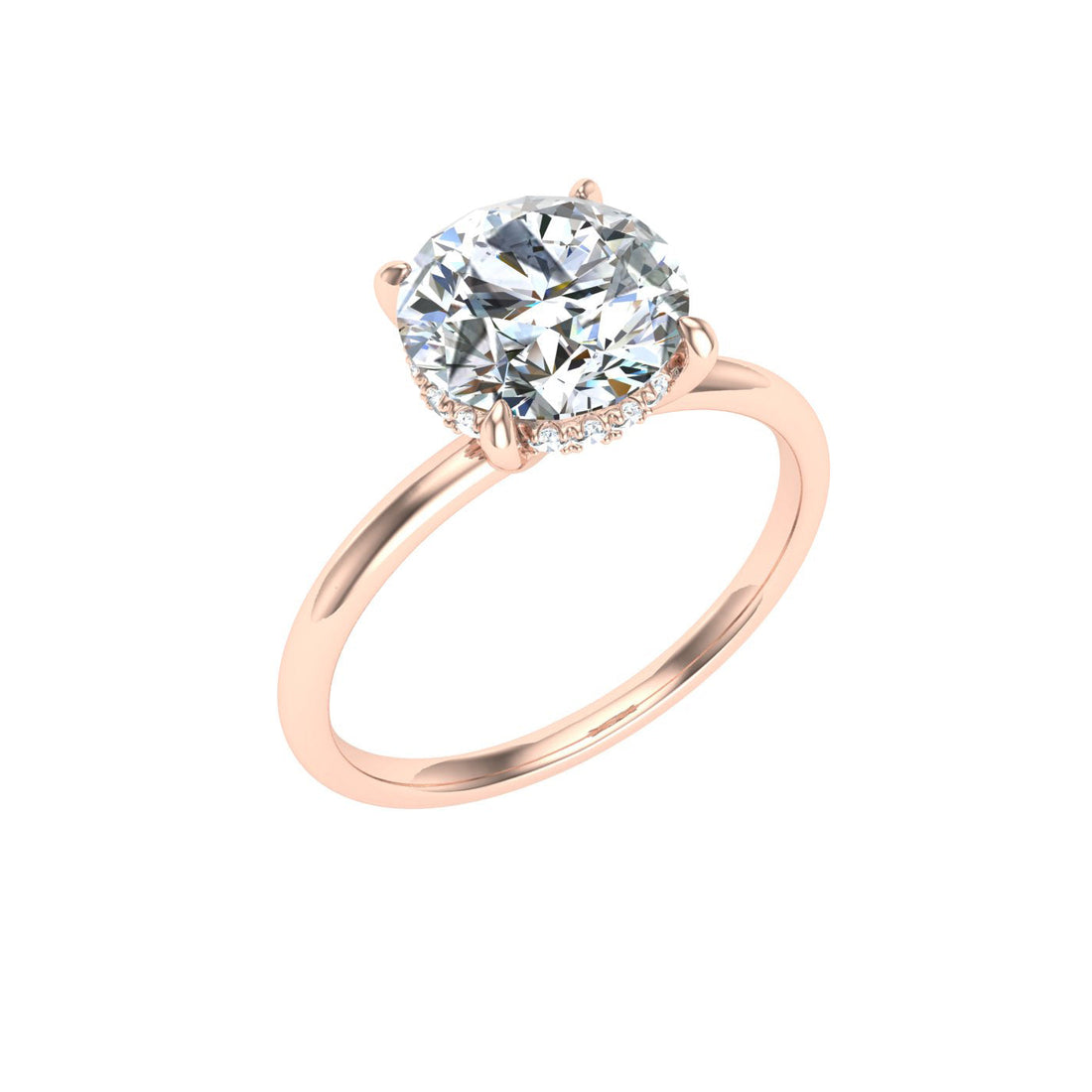 Lagoonlight Round Cut Hidden Halo Moissanite Engagement Ring  Rose Gold