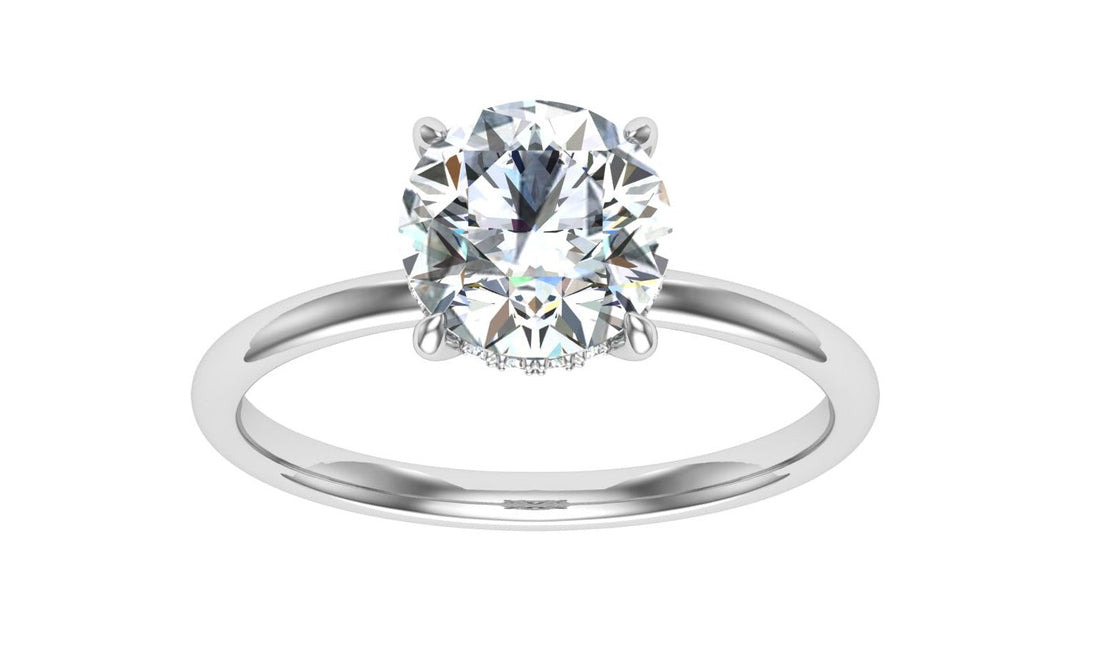 Lagoonlight Round Cut Hidden Halo Moissanite Engagement Ring Silver 925