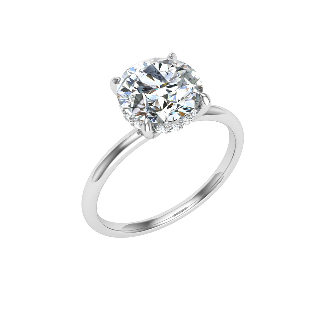 Lagoonlight Round Cut Hidden Halo Moissanite Engagement Ring White Gold