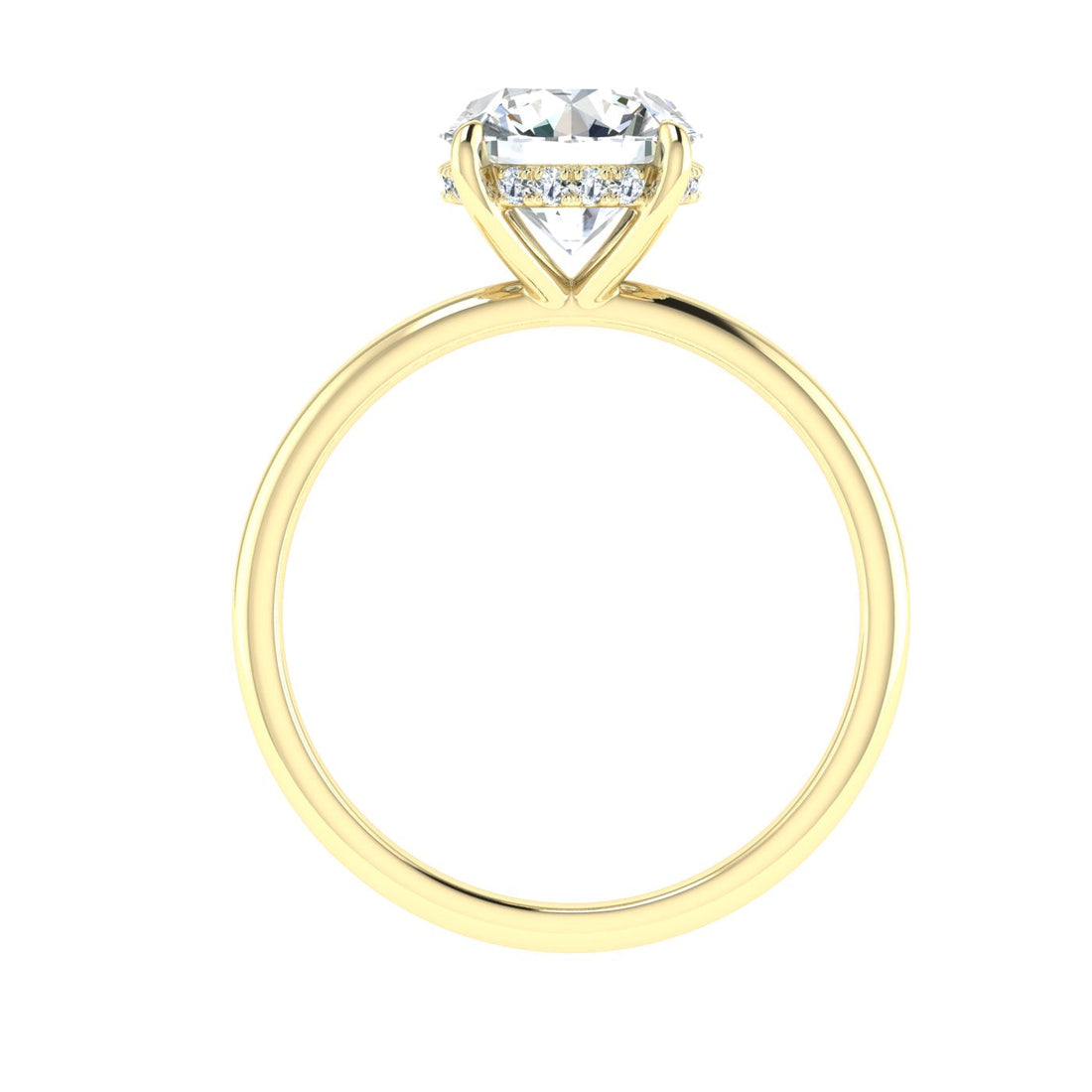 Lagoonlight Round Cut Hidden Halo Moissanite Engagement Ring Yellow Gold