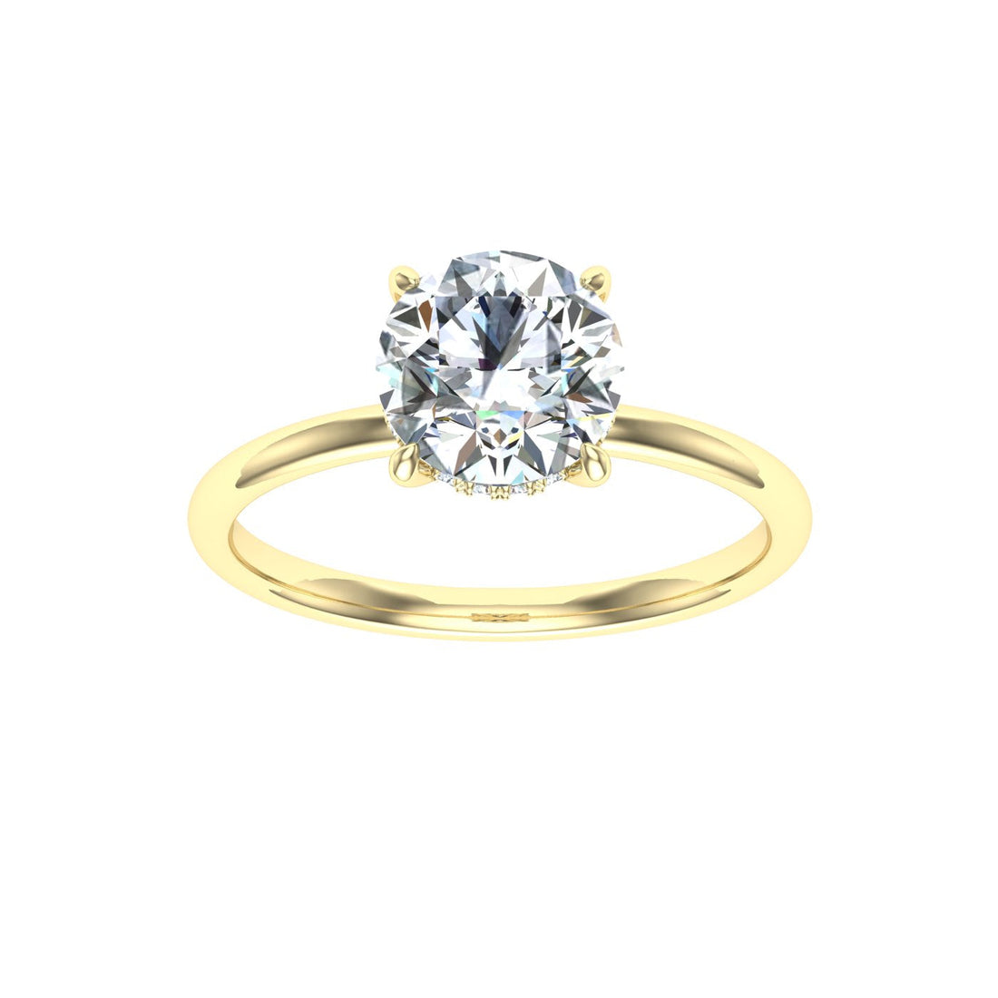 Lagoonlight Round Cut Hidden Halo Moissanite Engagement Ring Yellow Gold