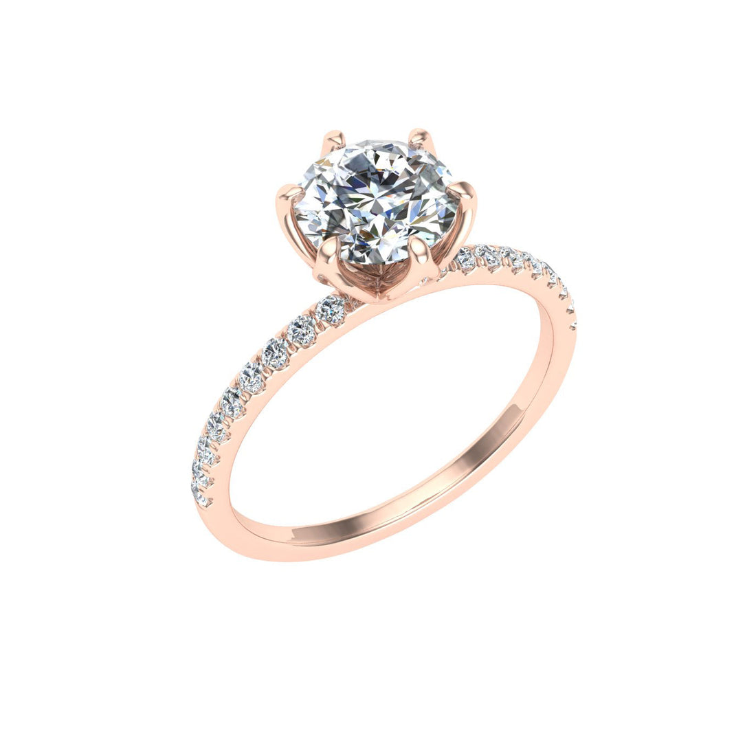 Lasting Round Cut Scalloped Moissanite Engagement Ring  Rose Gold