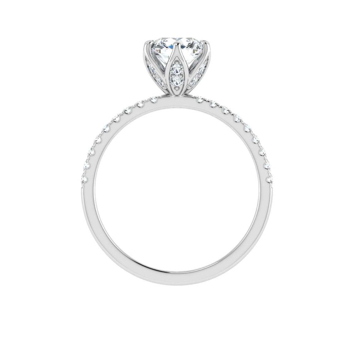 Lasting Round Cut Scalloped Moissanite Engagement Ring Silver 925