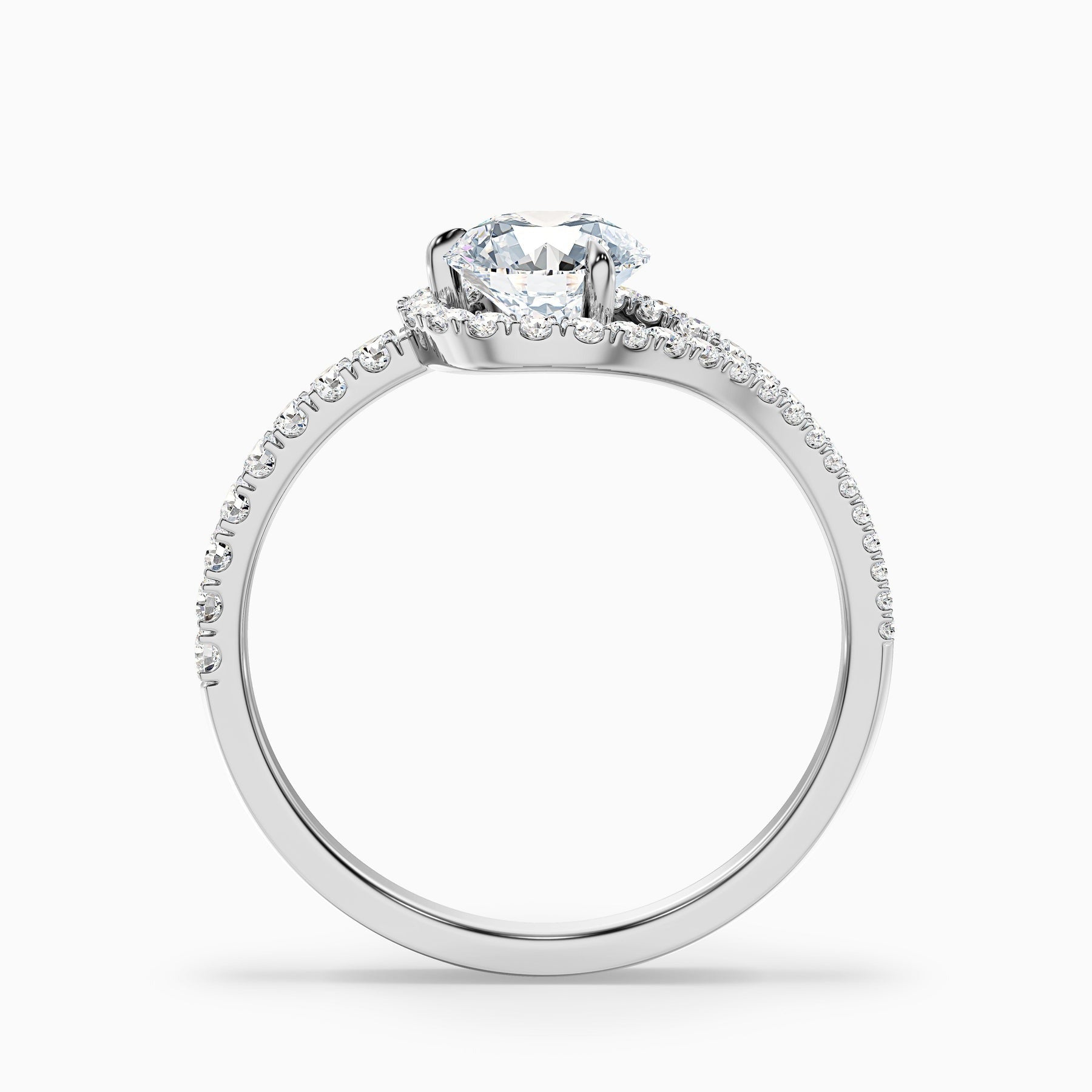 Laviora 1 Carat Round Halo Pave Lab Grown Engagement Ring in 10k White Gold