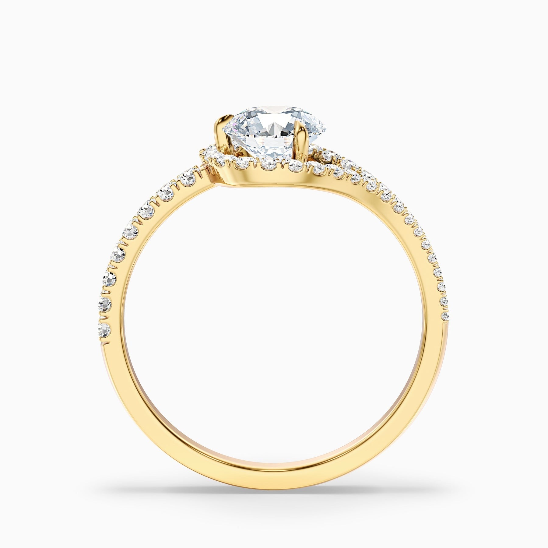 Laviora 1 Carat Round Halo Pave Lab Grown Engagement Ring in 10k Yellow Gold