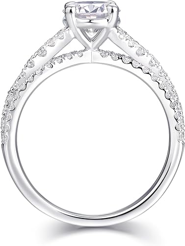 Legacy 4-Prong Round Cut Moissanite Engagement Rings Silver 925