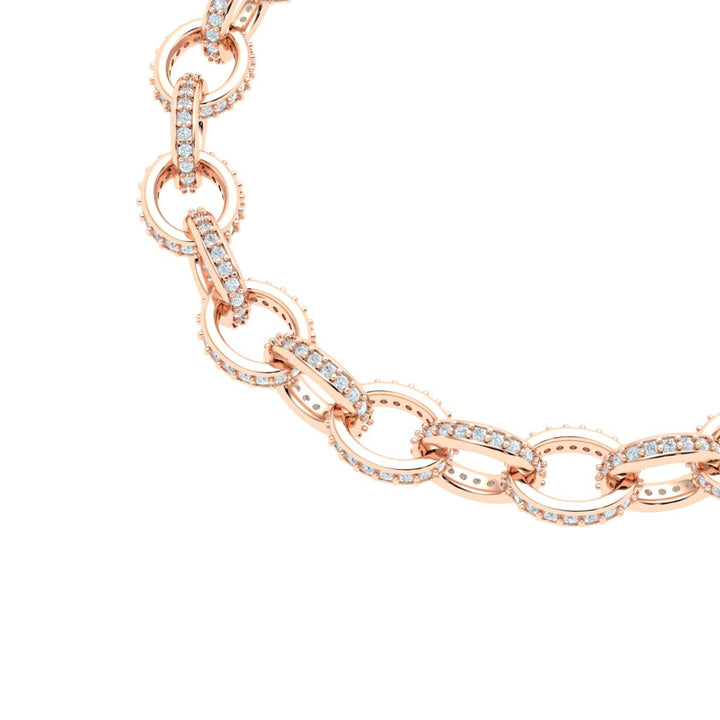 Link Moissanite Bracelet  Rose Gold