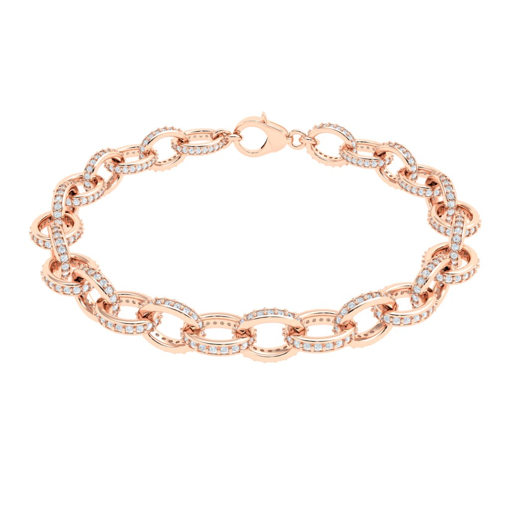 Link Moissanite Bracelet  Rose Gold