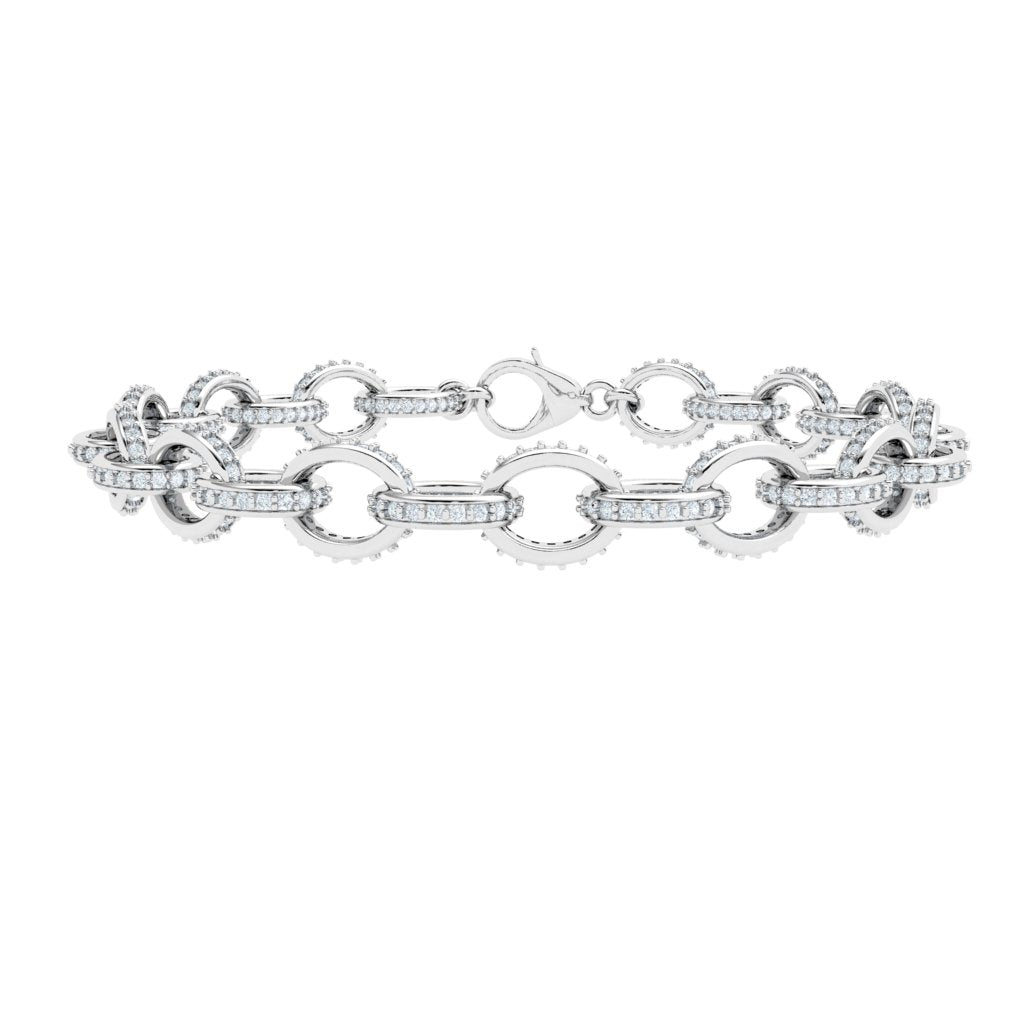 Link Moissanite Bracelet White Gold